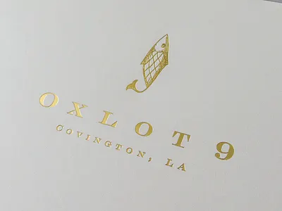 Oxlot9 Menus branding fish gold foil identity ideogramstudio ideogramstudio.com logo nine restaurant seafood