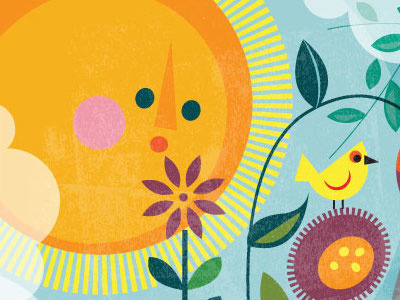 Jane Sanders Rabbit Family animals farm flowers foliage rabbit sun