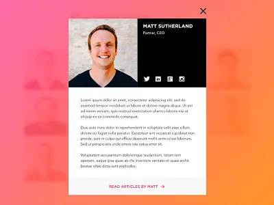 Team Bio Card about bio card hq modal ui ux web website