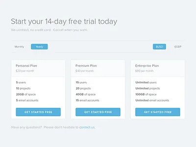 Pricing Design blue clean design flat minimal pricing ui web website