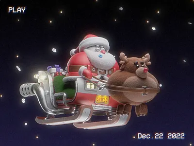 Santa Cloud is coming! 10clouds 3d animation c4d character character design christmas deer fur hair holidays illustration motion present reindeer santa sfx soundtrack visual xmas