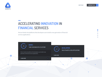 Corefx homepage design blue homepage interaction landing page motion