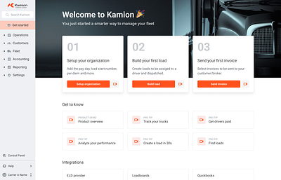 Kamion get started figma figmadesign get started interaction interface onboarding ui ux