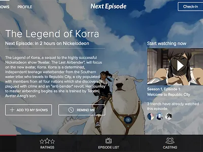 Show View redesign next episode player tab bar tv show