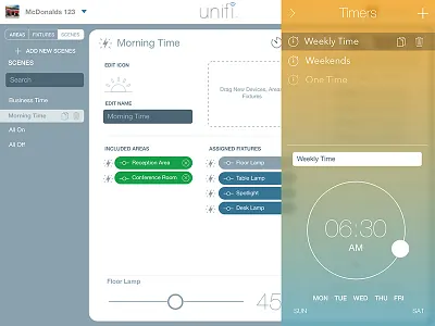Light Commissioning App Timer Edit app ios lighting scene timer ui ux web
