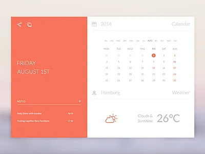 Calendar Widget app calendar clean flat ui ux
