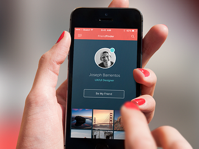 FriendFinder app clean friend ios layout mobile open photos profile sleek social