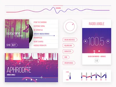Music UI kit equalizer flat gui interface kit music sound ui