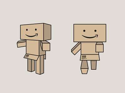 Amazon mascotte amazon box flat funny illustration logo martinopennati mascotte minimal paperbox
