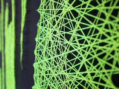 HACK String Wall dropbox hack hack week neon string yarn