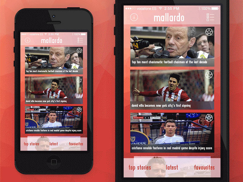 Search, Category & Update of Mallardo's first App ae after effects animation app article design football mallardo news reader search update