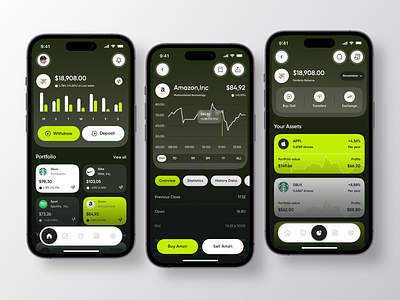 Investment Mobile App 💸 analytics app design broker finance finance app financial fintech investment investment app investor mobile money stock market stocks trader trading trading app trading platform ui ux