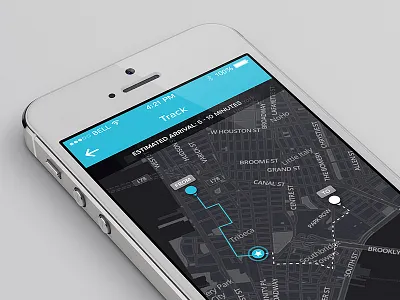 Track Screen (More in attachments) app dark design flat ios ios 7 ios 8 map pin popup ui ux