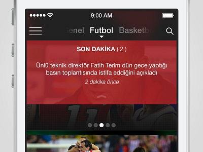 Breaking News blurred breaking news flat design ios7 news popover sport sport app ui ux