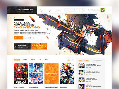 Anime Website Concept design digital flat homepage interface layout minimal uiux web web design website