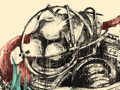 A slave obeys art big daddy bioshock fan art illustration video game
