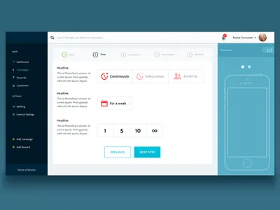 Adding new campaign add dropdown flow form select sidebar ux