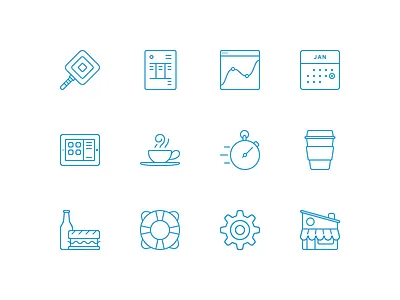 New Square Icons analytics cafe calendar coffee cup invoice ipad reader sandwich settings stopwatch store support