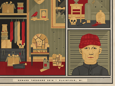 Ed Gein bones dark horror illustration poster scary skull texture vector wisconsin