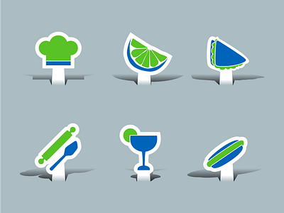 Paper Cut cut food icon paper sticker vector