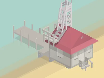 The lifeguard house game art isometric vector