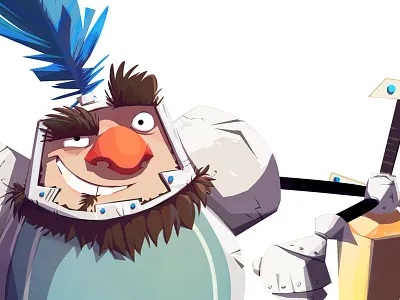 shiny knight blue character design digital illustration knight white