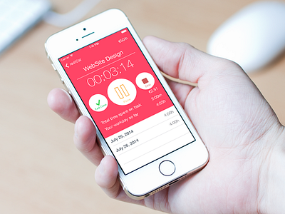 Freely - Time Tracking & PDF Invoices app billing clock flat freelance hours ios7 ios8 iphone time timesheet worklog