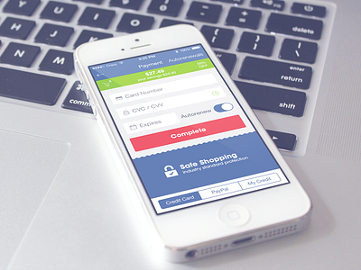 Payment Screen blue card cart green ios iphone payment paypal red shop
