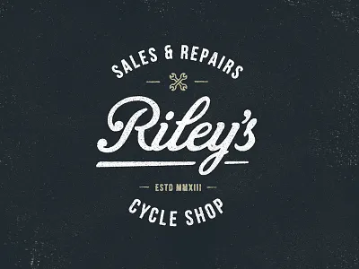Riley's Cycles Branding Graphic badge branding custom type graphic grunge logo script t shirt textured type typography vintage