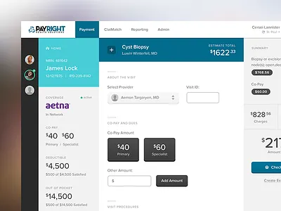 Health Application checkout estimates health insurance procedure ui ux visit web