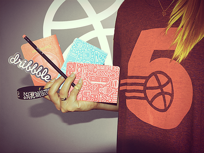 Dribbble Gift dribbble dropbox food gift giveaway goodies graphics love meeetup networking pen stickers