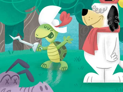 Touche Turtle cartoons digital art dog dragon hanna barbera illustration photoshop sword turtle