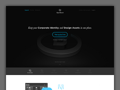 OpenBrand landing page 3d illustration openbrand startup web