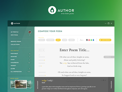 Author App app dashboard editor os x osx poem ui