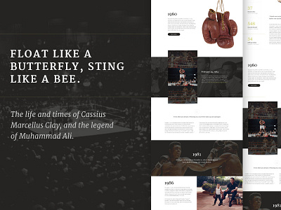Cassius: Real Pixels biography boxing boxing website dark editorial focus lab gallery home page landing page muhammad web web design