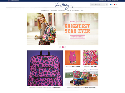 VeraBradley.com Homepage Redesign- Back to Campus 2014 design e commerce home page html layout responsive vera bradley web web design