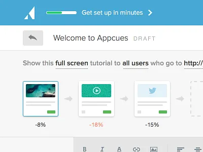 Appcues cards flow onboarding