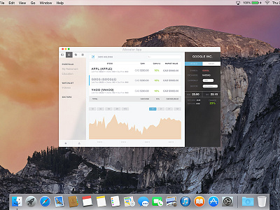Stocks graph and dashboard graphs menu sidebar stocks table transparent yosemite