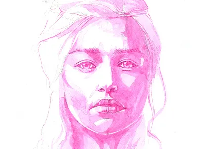 Daenerys daenerys emilia clarke game of thrones got ink khaleesi pink portrait watercolor