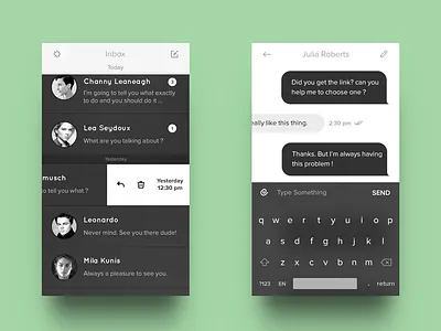 B&W Messenger app black chat conversation dark inbox ios keyboard messages messenger minimal ui