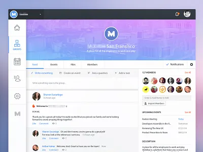 Group Page activity comments event feed friends group group page organization poll post posts web app