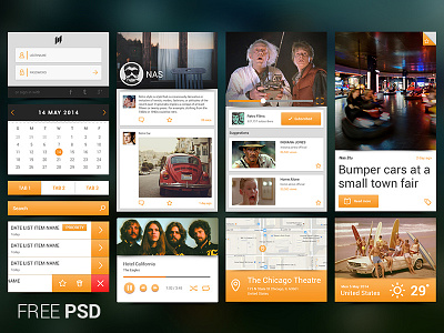 Mobile UI Kit [freebie] free image ios iphone kit login mobile psd set style ui weather