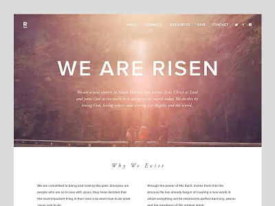 Risen — Who We Are art church design direction interactive nav photography ui ux website