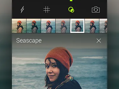 Camera Awesome 2 - Live Filter Selection blur camera flat image ios photography simple smugmug ui ux vintage