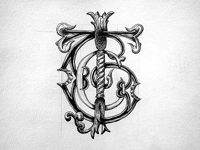 Illustrated Typography #7 - Monogram decoration design hand drawn hand lettering illustration lettering monogram texture type typography victorian vintage