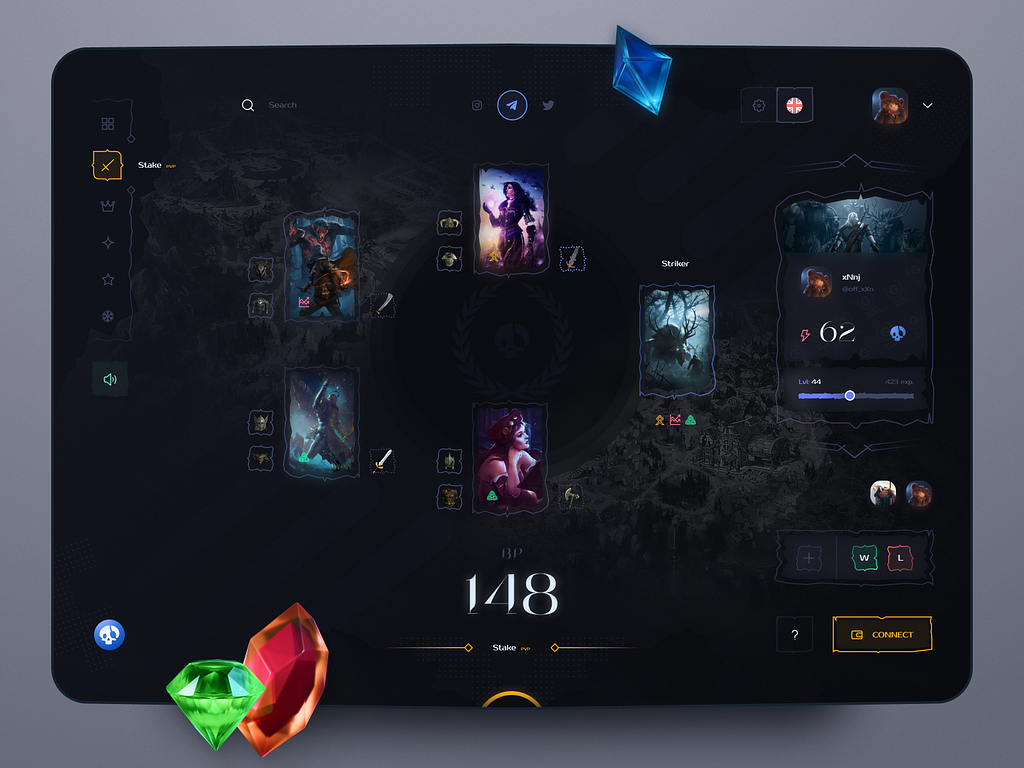 UI Card Game Dashboard by xNnj on Dribbble