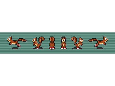 8-Bit Sporty Squirrel 16 bit 8 bit games pixel art sneakers squirrel