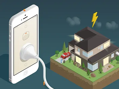 Smart Home home house illustration isometric smart phone