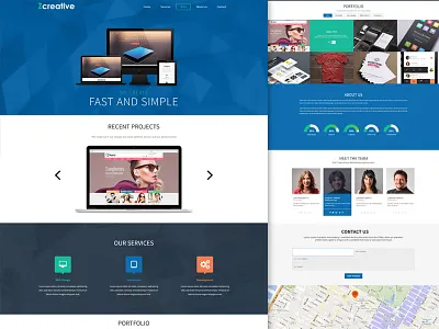 Zcreative Small clean design landing page map portfolio responsive simple team ui ux website