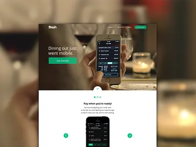 Dash Landing Page app black clean flat green ios landing restaurant ui ux web website